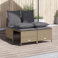 Set Divano da Giardino 4 pz con Cuscini-Sofa da Giardino-Divanetto da esterno Beige in Polyrattan 187431