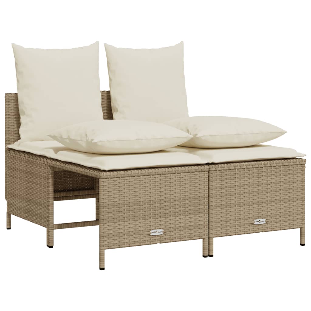 vidaXL Set Divano da Giardino 4 pz con Cuscini Beige in Polyrattan