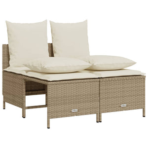 vidaXL Set Divano da Giardino 4 pz con Cuscini Beige in Polyrattan