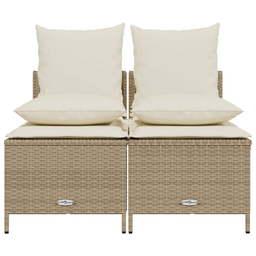 vidaXL Set Divano da Giardino 4 pz con Cuscini Beige in Polyrattan