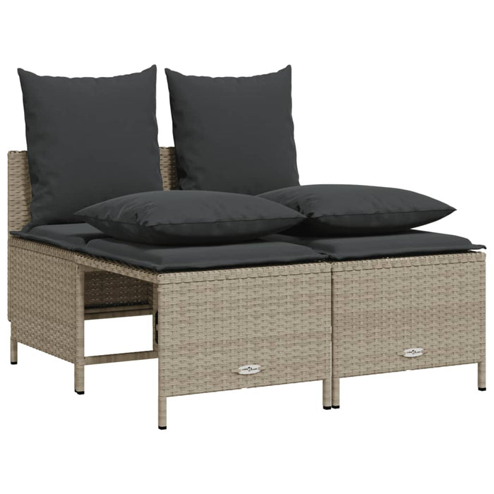 Set Divano da Giardino 4 pz con Cuscini-Sofa da Giardino-Divanetto da esterno Grigio Chiaro Polyrattan 885737