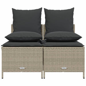 Set Divano da Giardino 4pz con Cuscini Grigio Chiaro Polyrattan