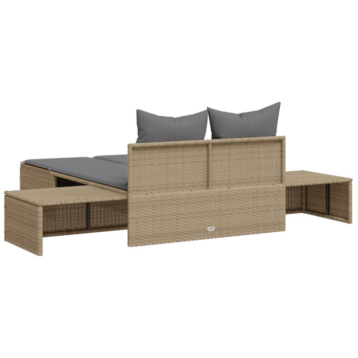vidaXL Lettino Prendisole con Cuscini Beige in Polyrattan