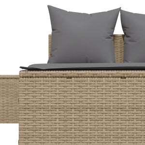 vidaXL Lettino Prendisole con Cuscini Beige in Polyrattan