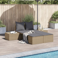 vidaXL Lettino Prendisole con Cuscini Beige in Polyrattan