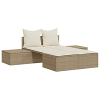 vidaXL Lettino Prendisole con Cuscini Beige in Polyrattan