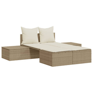 vidaXL Lettino Prendisole con Cuscini Beige in Polyrattan
