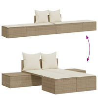 vidaXL Lettino Prendisole con Cuscini Beige in Polyrattan