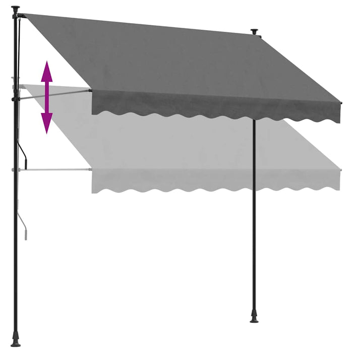 Tenda da Sole Retrattile Antracite 250x150 cm Tessuto e Acciaio 368739