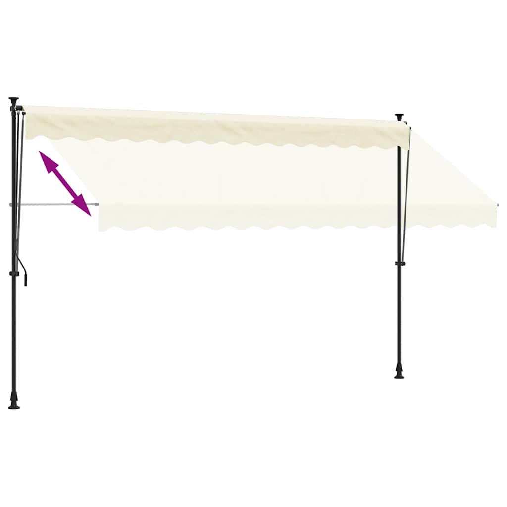 Tenda da Sole Retrattile Crema 350x150 cm in Tessuto e Acciaio 368748