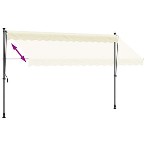 Tenda da Sole Retrattile Crema 350x150 cm in Tessuto e Acciaio 368748