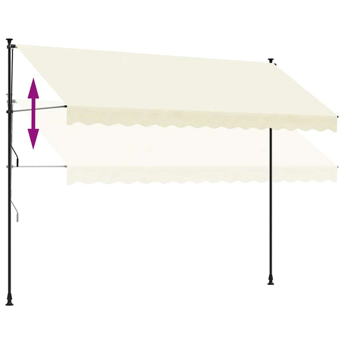 Tenda da Sole Retrattile Crema 350x150 cm in Tessuto e Acciaio 368748