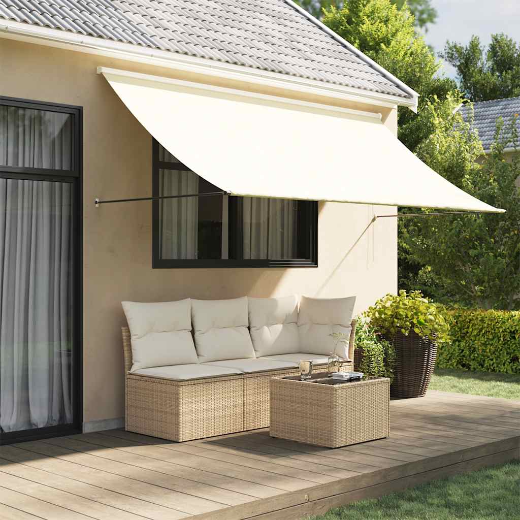 Tenda da Sole Retrattile Crema 300x150 cm in Tessuto e Acciaio 368761