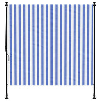 Tenda a Rullo Esterno Blu e Bianca 200x270cm Tessuto e Acciaio 368767