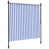 Tenda a Rullo Esterno Blu e Bianca 200x270cm Tessuto e Acciaio 368767