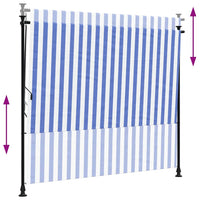 Tenda a Rullo Esterno Blu e Bianca 200x270cm Tessuto e Acciaio 368767