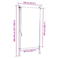 Tenda a Rullo Esterno Gialla e Bianca 120x270cm Tessuto Acciaio