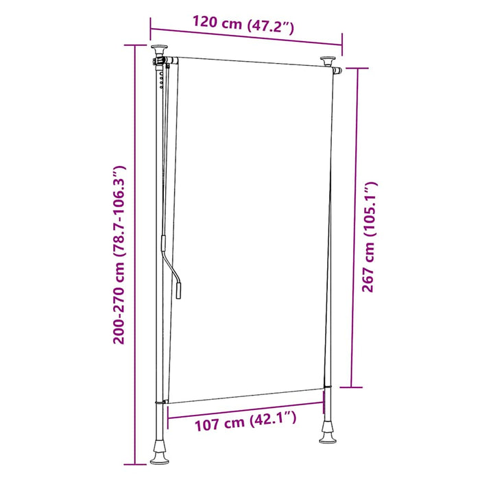 Tenda a Rullo Esterno Gialla e Bianca 120x270cm Tessuto Acciaio