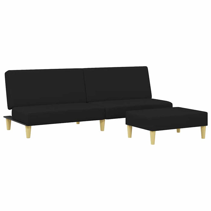 Divano Letto a 2 Posti con Poggiapiedi-Sofa Letto 2 Posti-Daybed Nero in Tessuto 246203