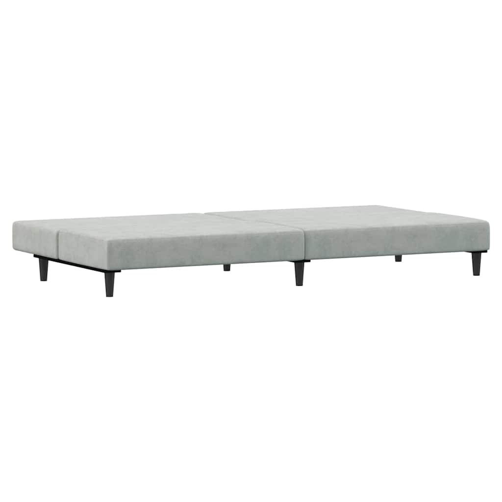 Divano Letto a 2 Posti con Poggiapiedi-Sofa Letto 2 Posti-Daybed Grigio Chiaro in Velluto 709834