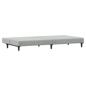 Divano Letto a 2 Posti con Poggiapiedi-Sofa Letto 2 Posti-Daybed Grigio Chiaro in Velluto 709834