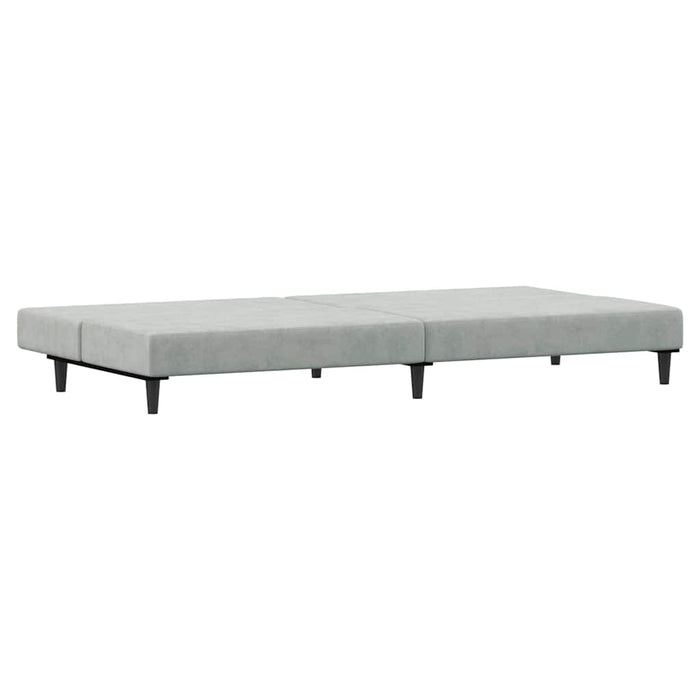 Divano Letto a 2 Posti con Poggiapiedi-Sofa Letto 2 Posti-Daybed Grigio Chiaro in Velluto 709834