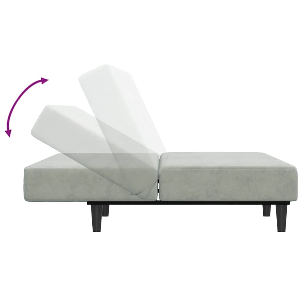 Divano Letto a 2 Posti con Poggiapiedi-Sofa Letto 2 Posti-Daybed Grigio Chiaro in Velluto 709834