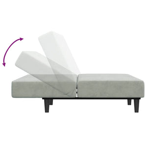 Divano Letto a 2 Posti con Poggiapiedi-Sofa Letto 2 Posti-Daybed Grigio Chiaro in Velluto 709834