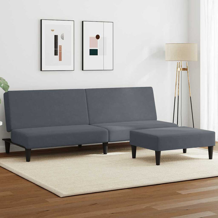 Divano Letto 2 Posti con Poggiapiedi Grigio Scuro in Vellutocod mxl 114640