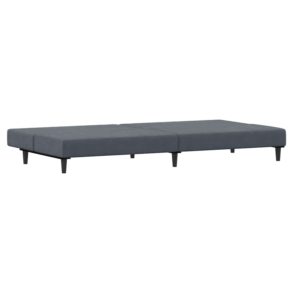 Divano Letto 2 Posti con Poggiapiedi-Sofa Letto 2 Posti-Daybed Grigio Scuro in Velluto 964403