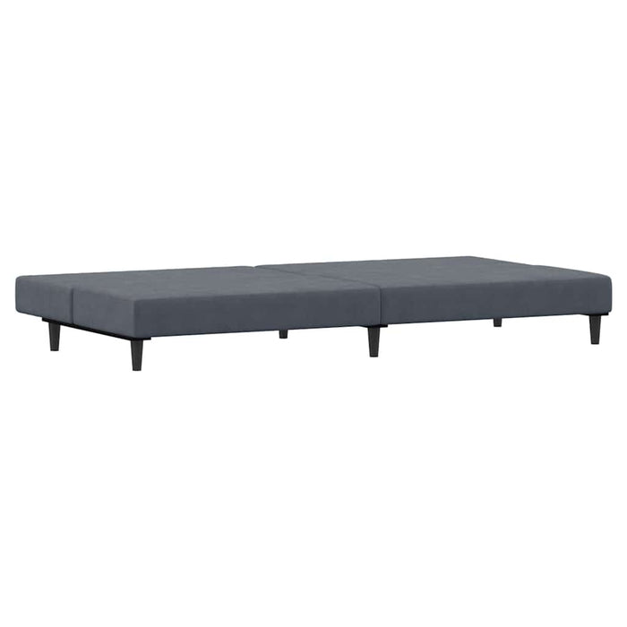 Divano Letto 2 Posti con Poggiapiedi-Sofa Letto 2 Posti-Daybed Grigio Scuro in Velluto 964403