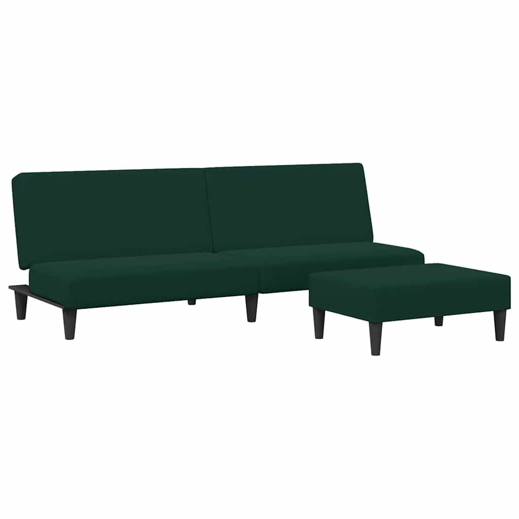 Divano Letto a 2 Posti con Poggiapiedi-Sofa Letto 2 Posti-Daybed Verde Scuro in Velluto 862310