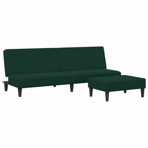 Divano Letto a 2 Posti con Poggiapiedi-Sofa Letto 2 Posti-Daybed Verde Scuro in Velluto 862310