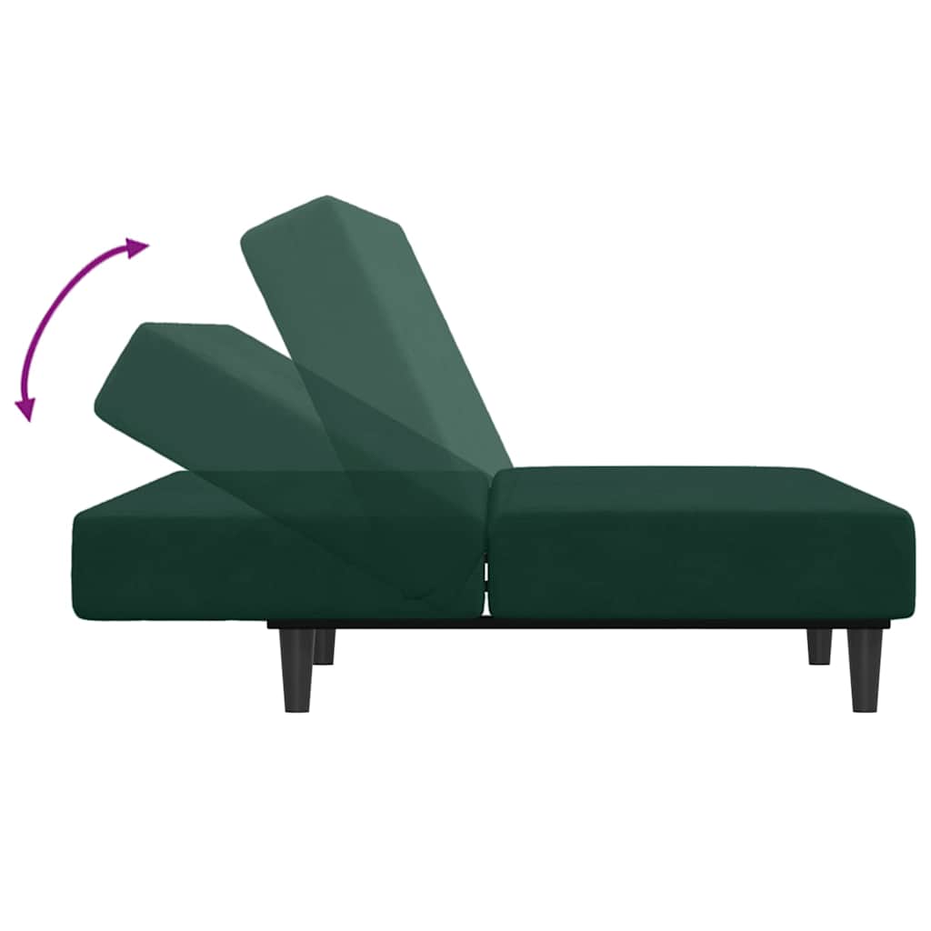 Divano Letto a 2 Posti con Poggiapiedi-Sofa Letto 2 Posti-Daybed Verde Scuro in Velluto 862310