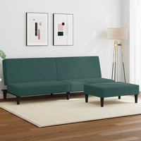 Divano Letto a 2 Posti con Poggiapiedi Verde Scuro in Vellutocod mxl 90771