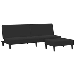 Divano Letto a 2 Posti con Poggiapiedi-Sofa Letto 2 Posti-Daybed Nero in Velluto 655917
