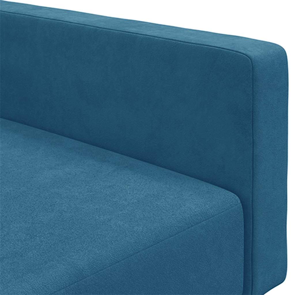 Divano Letto 2 Posti con Poggiapiedi Blu in Velluto 3216235