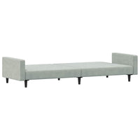 Divano Letto a 2 Posti con Poggiapiedi-Sofa Letto 2 Posti-Daybed Grigio Chiaro in Velluto 345643