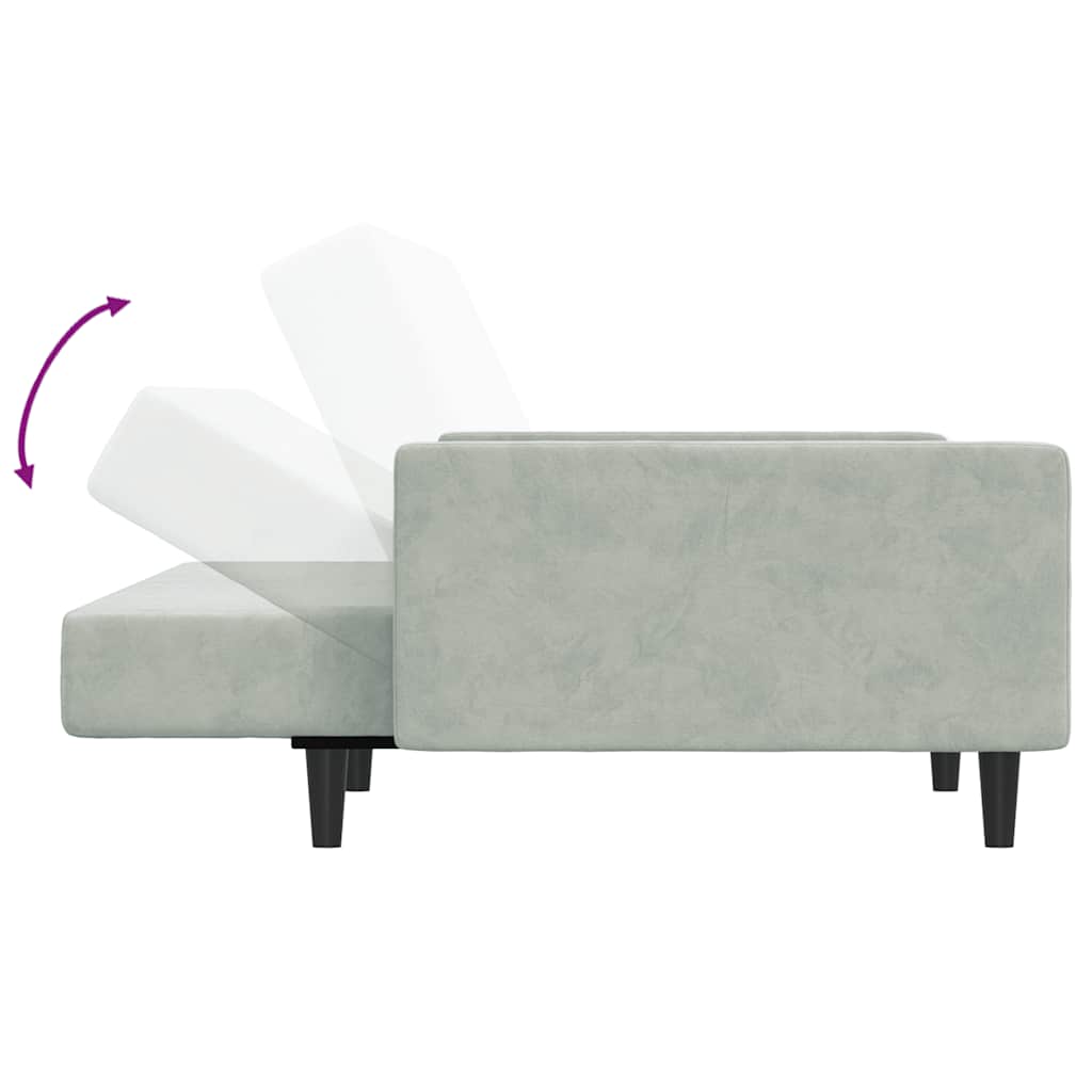 Divano Letto a 2 Posti con Poggiapiedi-Sofa Letto 2 Posti-Daybed Grigio Chiaro in Velluto 345643