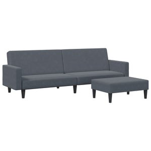 Divano Letto 2 Posti con Poggiapiedi-Sofa Letto 2 Posti-Daybed Grigio Scuro in Velluto 822368