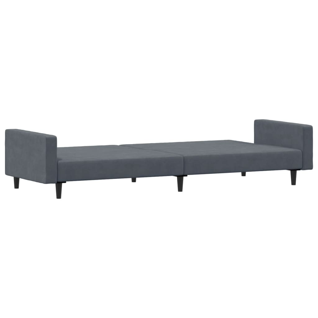 Divano Letto 2 Posti con Poggiapiedi-Sofa Letto 2 Posti-Daybed Grigio Scuro in Velluto 822368
