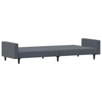 Divano Letto 2 Posti con Poggiapiedi-Sofa Letto 2 Posti-Daybed Grigio Scuro in Velluto 822368