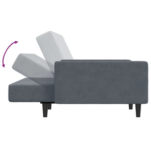 Divano Letto 2 Posti con Poggiapiedi-Sofa Letto 2 Posti-Daybed Grigio Scuro in Velluto 822368
