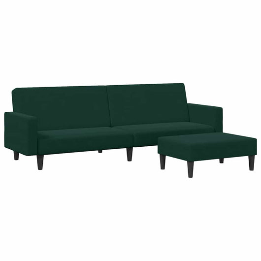 Divano Letto a 2 Posti con Poggiapiedi-Sofa Letto 2 Posti-Daybed Verde Scuro in Velluto 847999