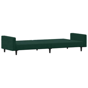 Divano Letto a 2 Posti con Poggiapiedi-Sofa Letto 2 Posti-Daybed Verde Scuro in Velluto 847999