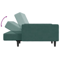 Divano Letto a 2 Posti con Poggiapiedi Verde Scuro in Velluto 3216238