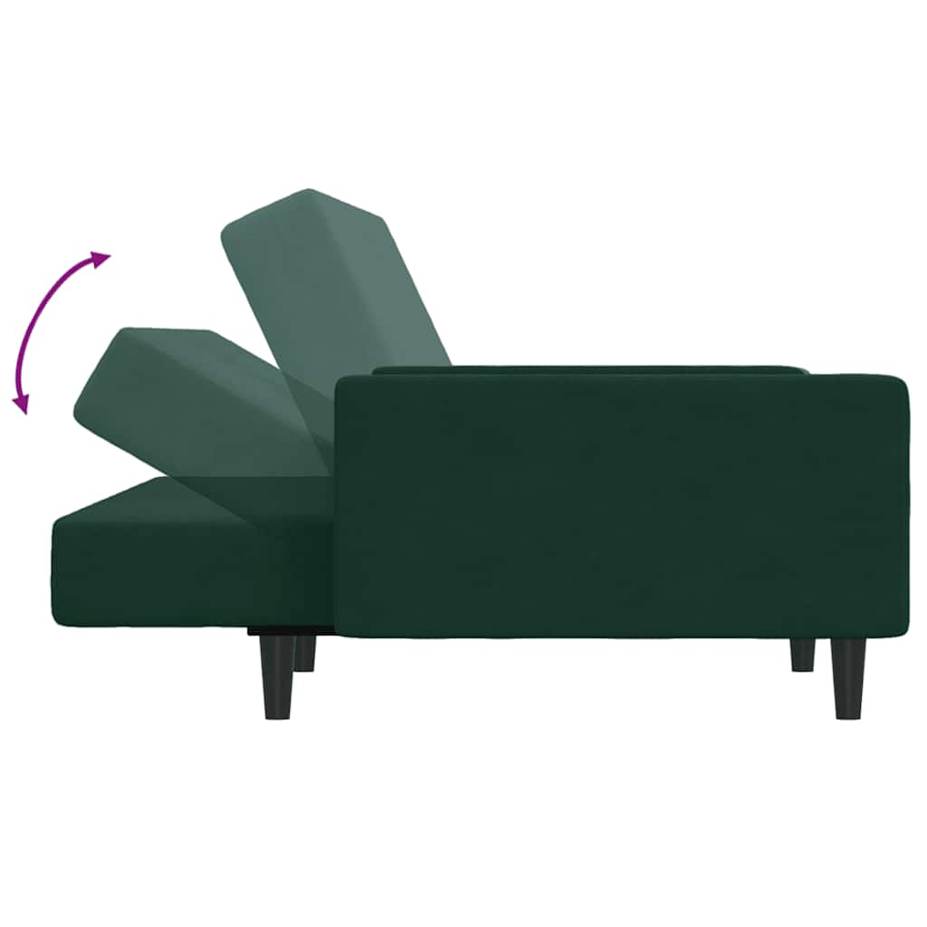 Divano Letto a 2 Posti con Poggiapiedi-Sofa Letto 2 Posti-Daybed Verde Scuro in Velluto 847999