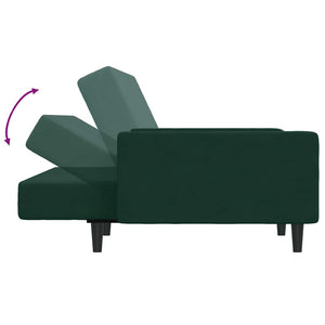 Divano Letto a 2 Posti con Poggiapiedi-Sofa Letto 2 Posti-Daybed Verde Scuro in Velluto 847999