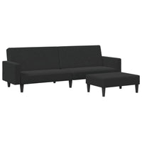 Divano Letto a 2 Posti con Poggiapiedi-Sofa Letto 2 Posti-Daybed Nero in Velluto 357787