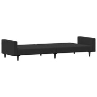 Divano Letto a 2 Posti con Poggiapiedi-Sofa Letto 2 Posti-Daybed Nero in Velluto 357787